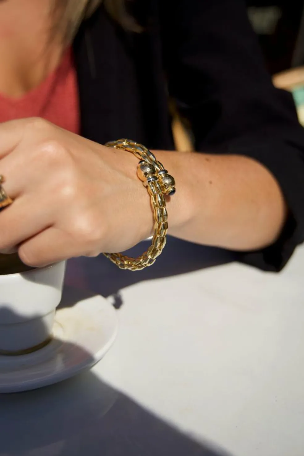 Bracelet Jonc Or jaune, Or blanc Saphir