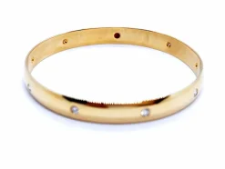 Bracelet Jonc Or jaune Rubis, Diamant
