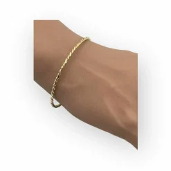 Bracelet jonc or jaune torsadé