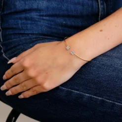 Bracelet jonc ou diamants roses