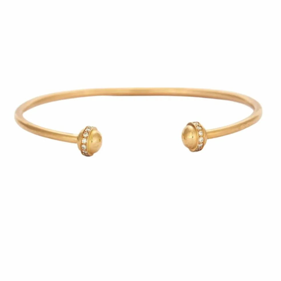 Bracelet jonc ouvert or rose diamants