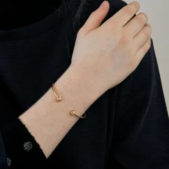Bracelet jonc ouvert or rose diamants