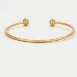 Bracelet jonc ouvert or rose diamants