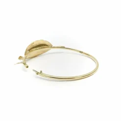 Bracelet jonc rétro feuille d'or