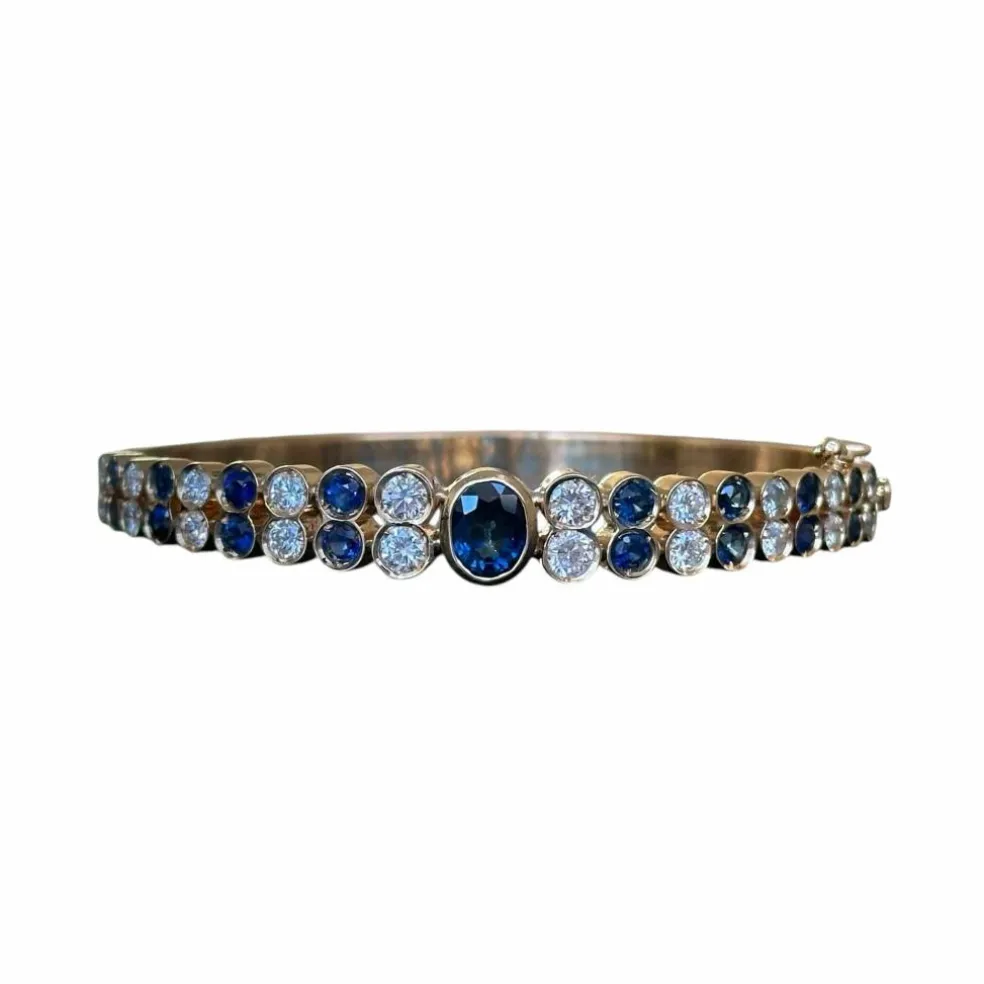 Bracelet jonc saphirs diamants