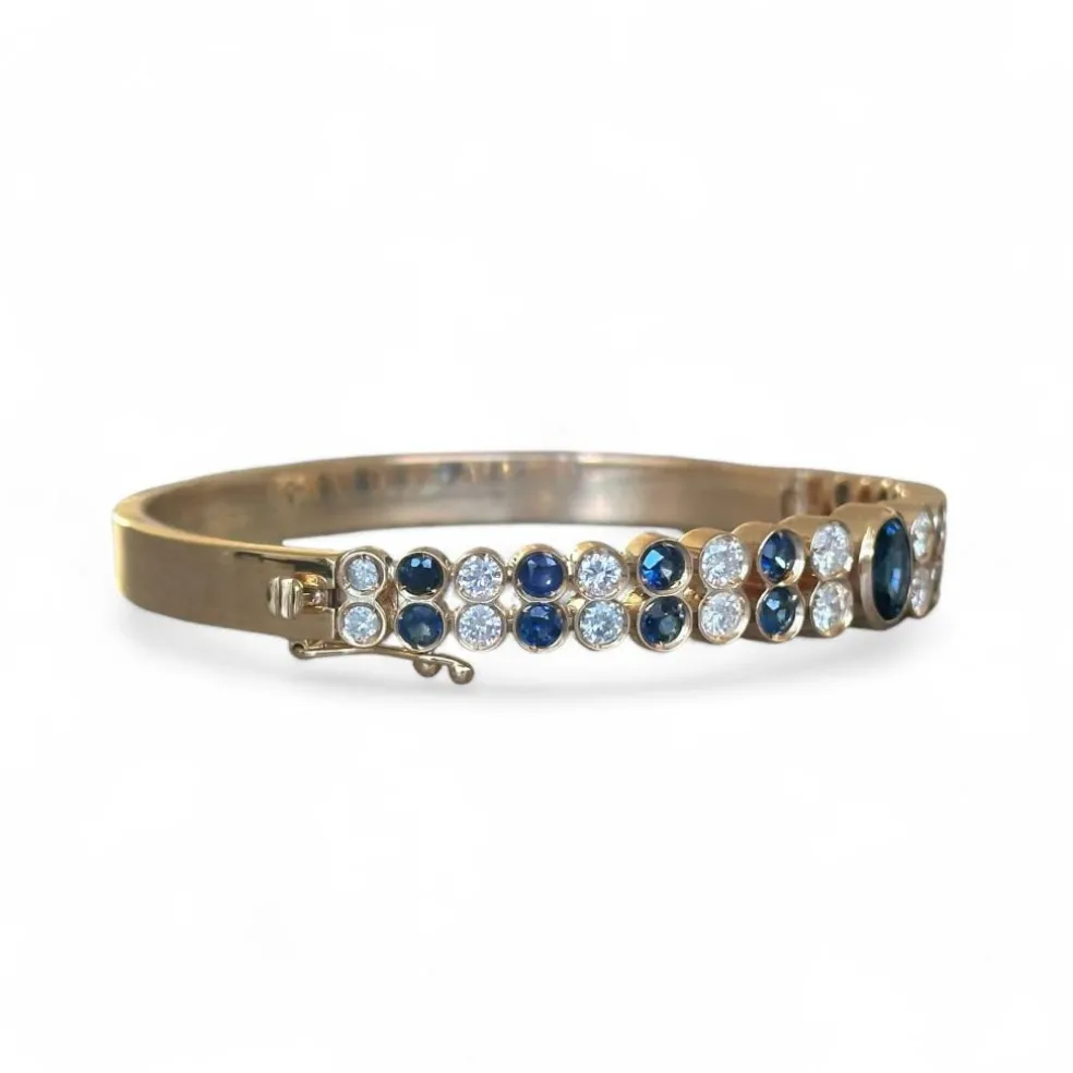Bracelet jonc saphirs diamants