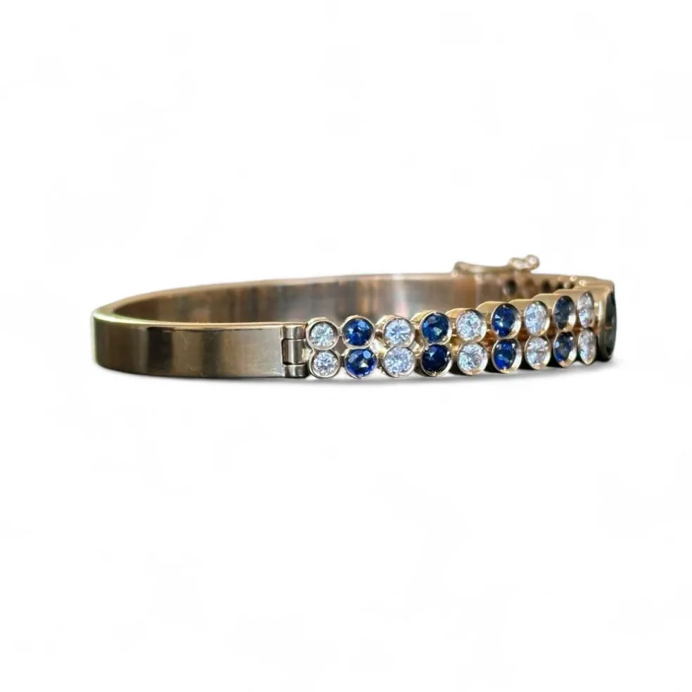 Bracelet jonc saphirs diamants