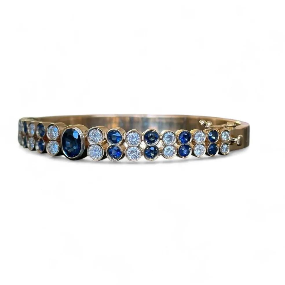 Bracelet jonc saphirs diamants