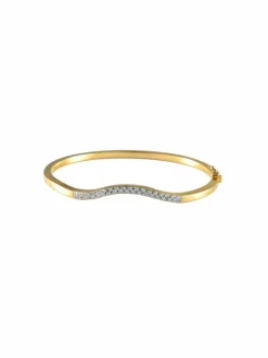 BRACELET JONC TORSADE OR JAUNE ET DIAMANTS
