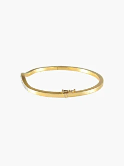 BRACELET JONC TORSADE OR JAUNE ET DIAMANTS