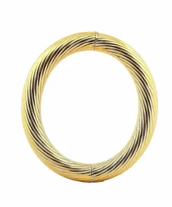 Bracelet jonc vintage godron or jaune