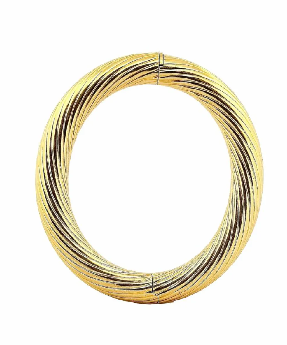 Bracelet jonc vintage godron or jaune