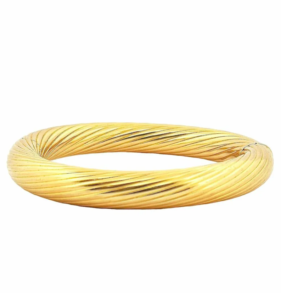 Bracelet jonc vintage godron or jaune