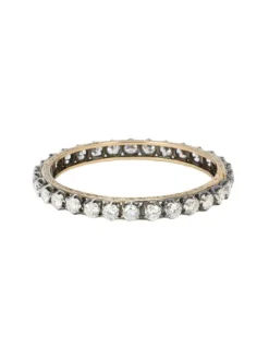 Bracelet jonc vintage or argent diamants 12 ct