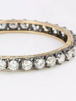 Bracelet jonc vintage or argent diamants 12 ct
