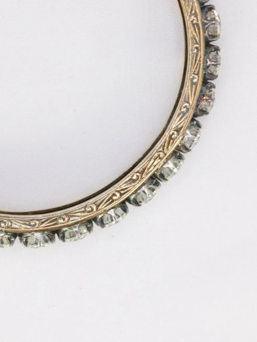 Bracelet jonc vintage or argent diamants 12 ct