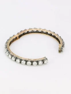 Bracelet jonc vintage or argent diamants 12 ct