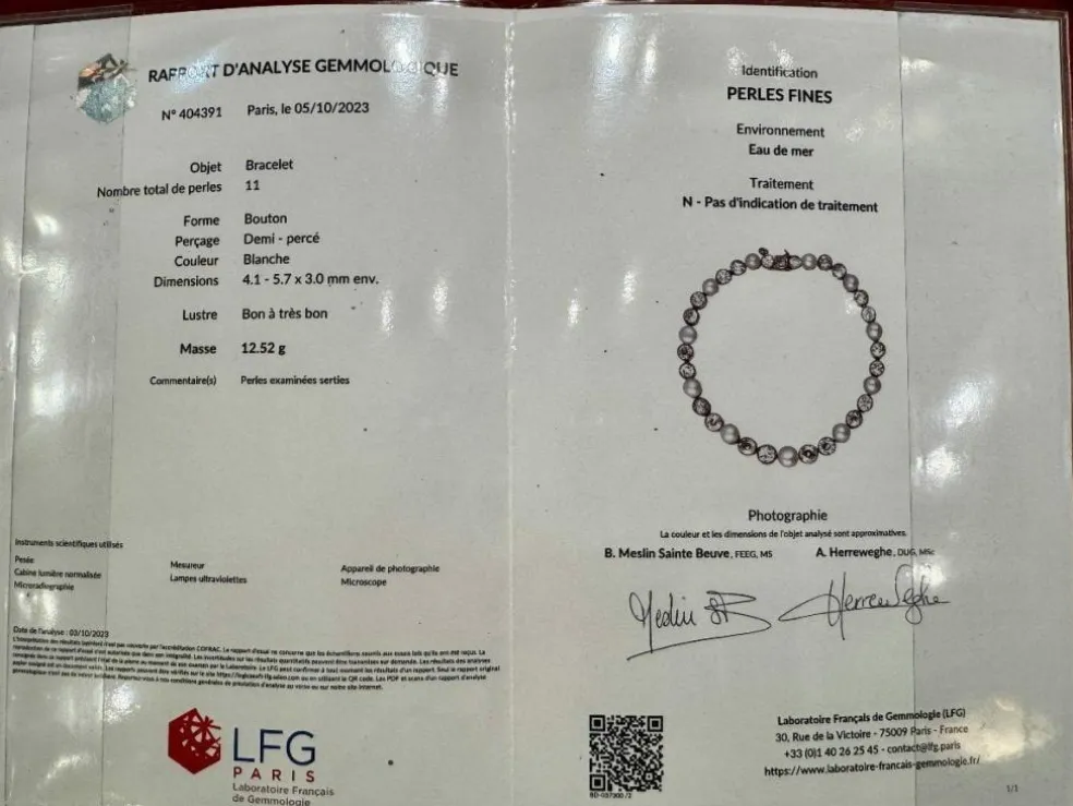 Bracelet ligne diamants et perles fines