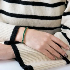 BRACELET LIGNE EMERAUDES OR JAUNE