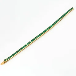 BRACELET LIGNE EMERAUDES OR JAUNE