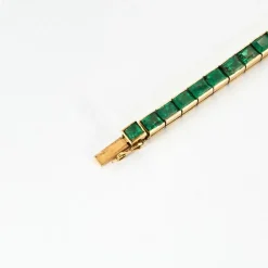 BRACELET LIGNE EMERAUDES OR JAUNE