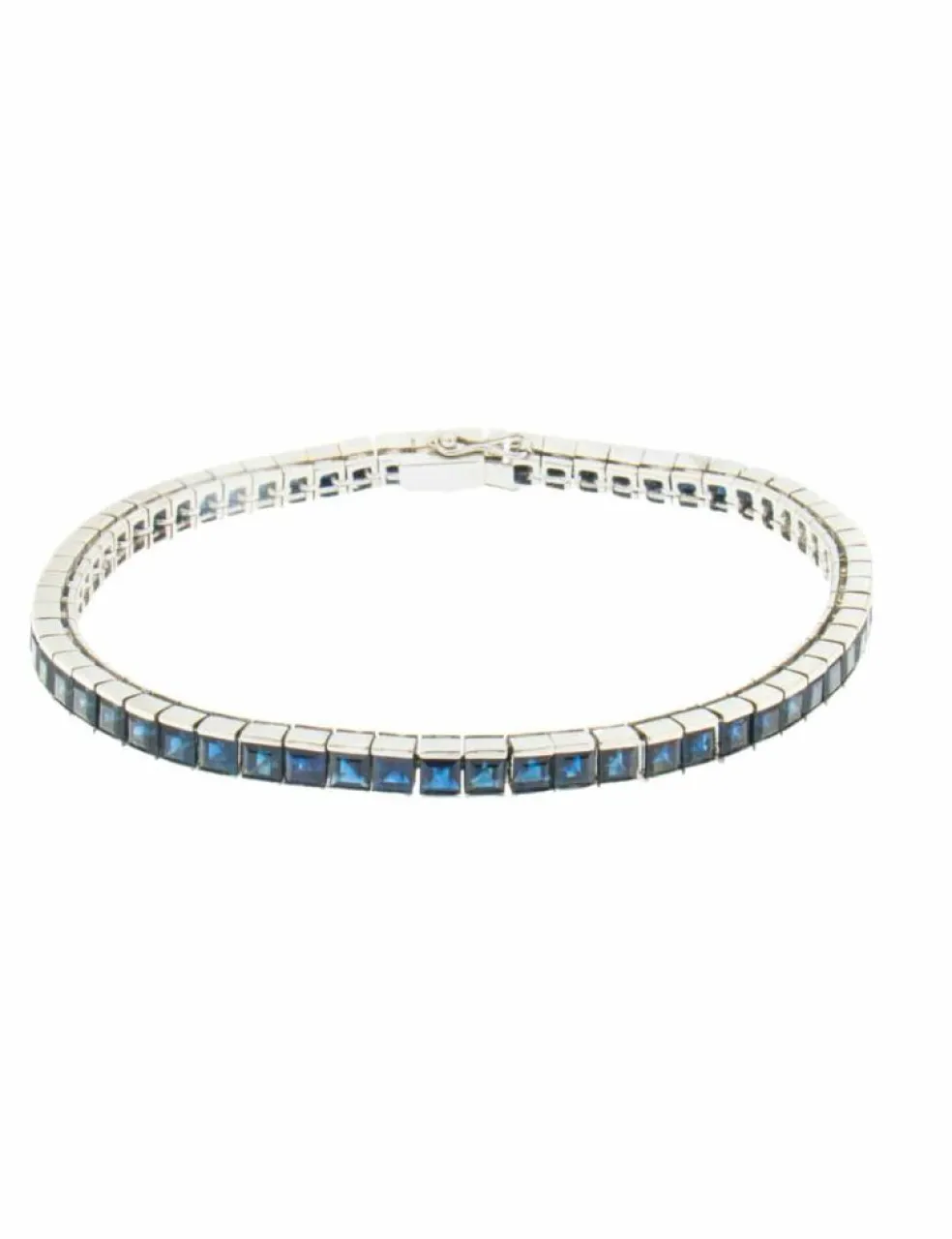 Bracelet Ligne en or blanc et saphirs naturels calibrés