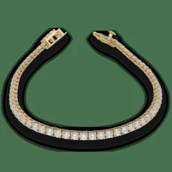 Bracelet ligne en or jaune avec diamants