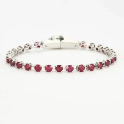Bracelet ligne or blanc et rubis