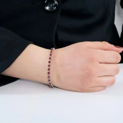 Bracelet ligne or blanc et rubis