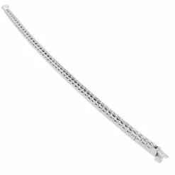 Bracelet ligne or blanc et diamants taille princesse.