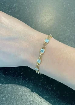 Bracelet maille ancienne, 13 diamants de 0,60 carat chacun