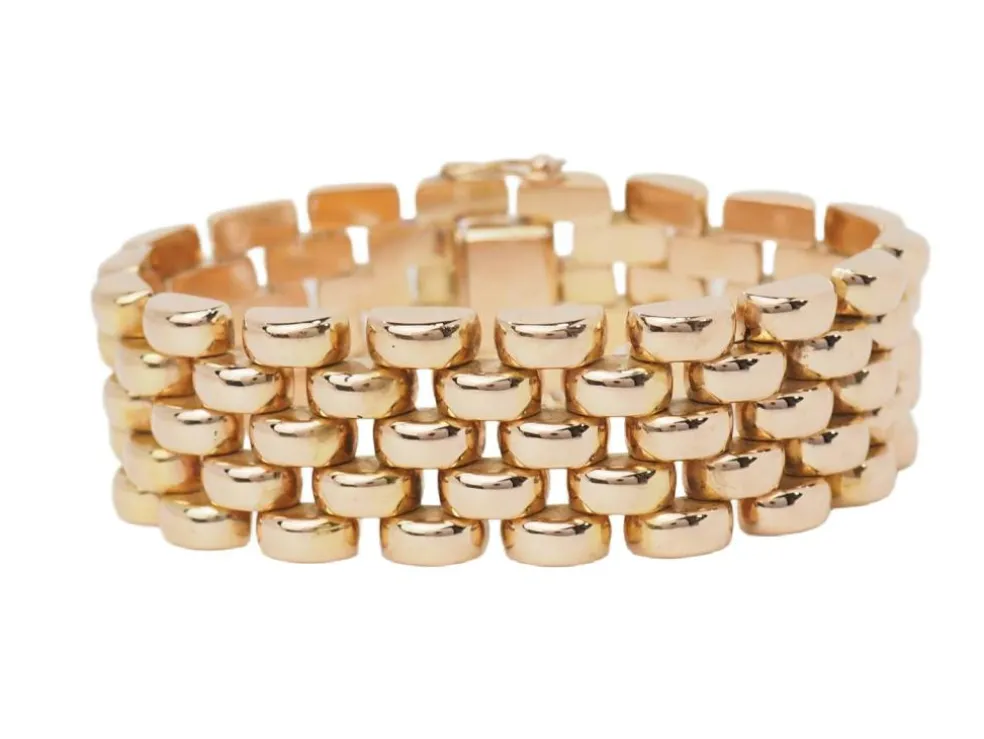 Bracelet maille grain de riz en or rose
