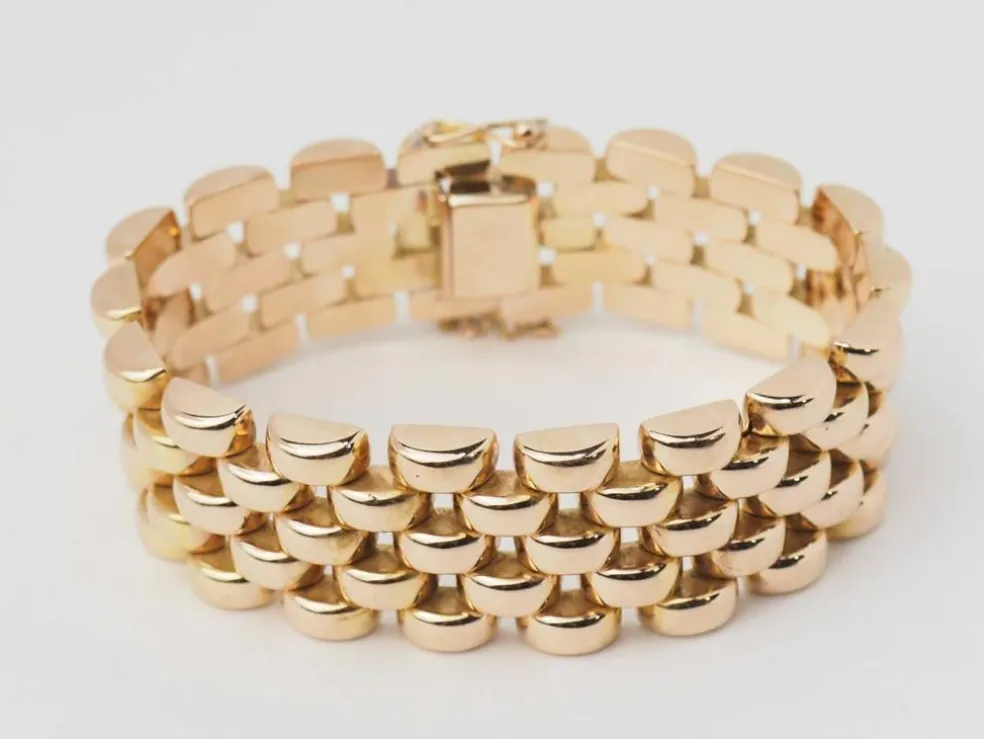 Bracelet maille grain de riz en or rose