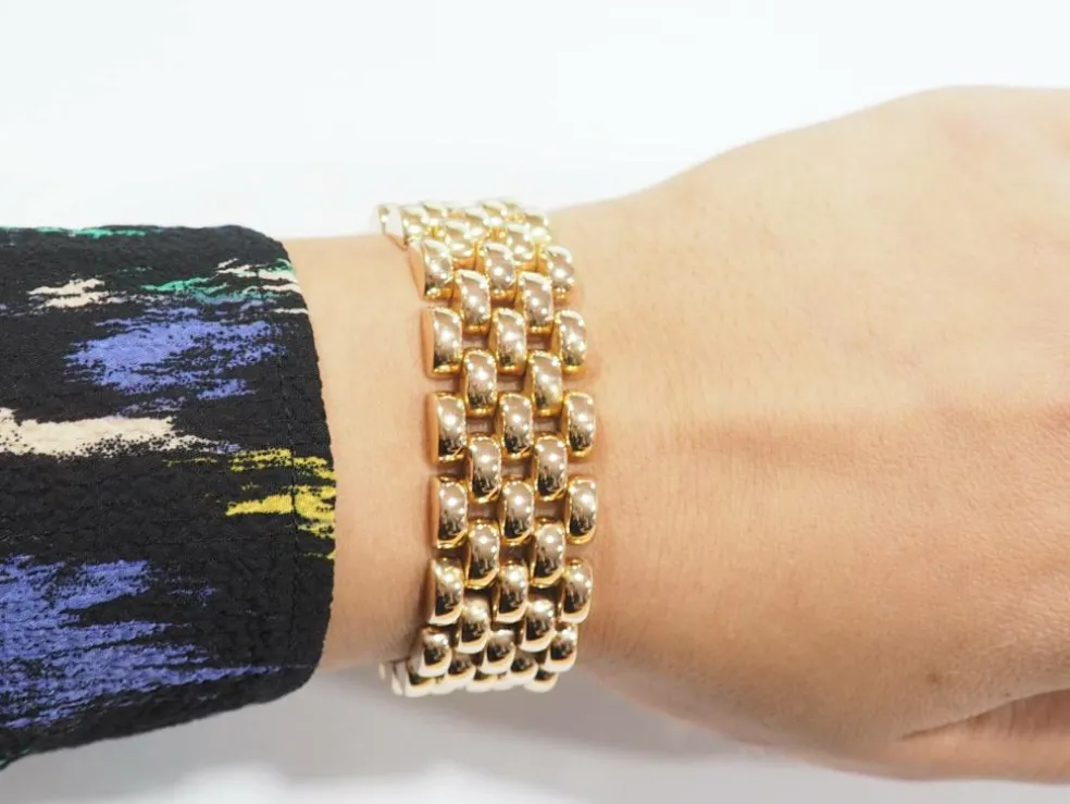 Bracelet maille grain de riz en or rose