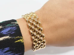 Bracelet maille grain de riz en or rose