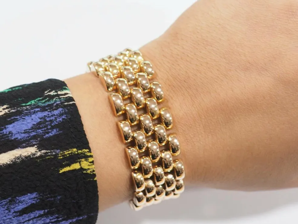 Bracelet maille grain de riz en or rose