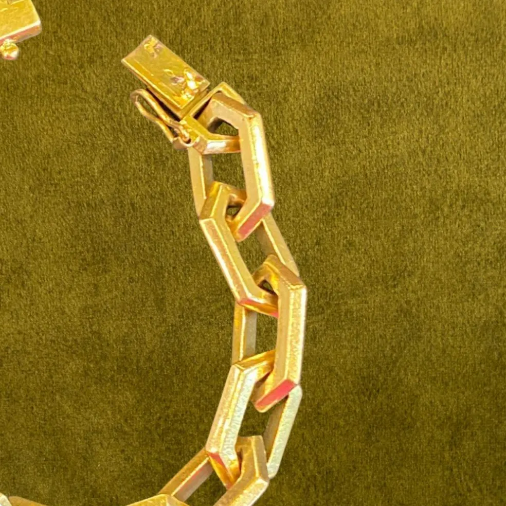 Bracelet mailles losanges en or jaune