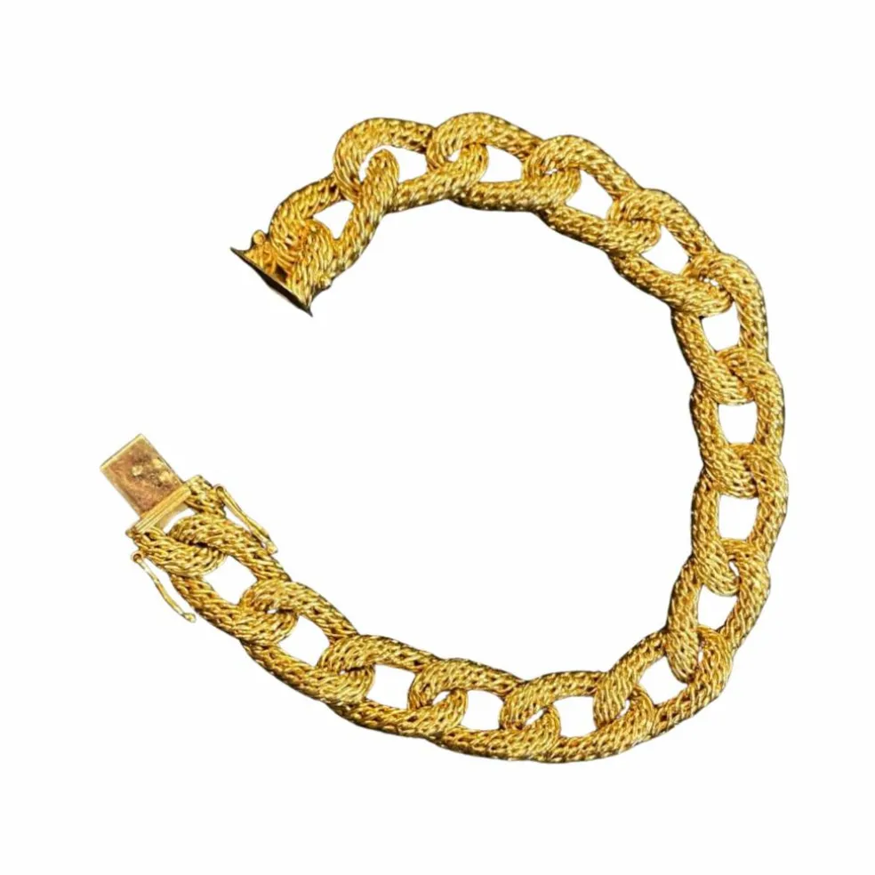 Bracelet mailles souples torsadées en or jaune