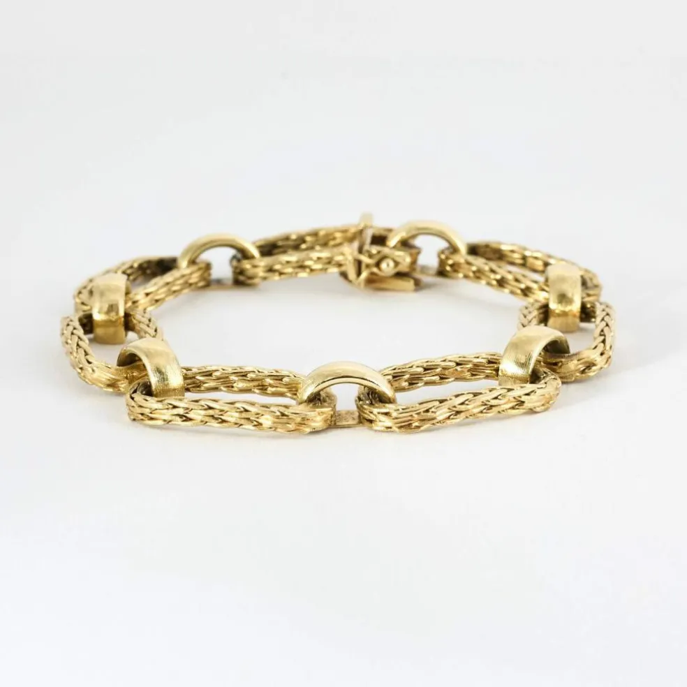 Bracelet maillons mats et polis or jaune