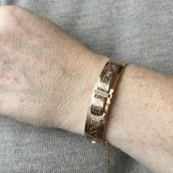 Bracelet Manchette Ceinture Or rose et Perles