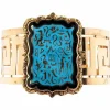 Bracelet manchette Hiéroglyphes émaillés Or jaune