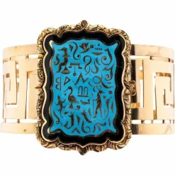 Bracelet manchette Hiéroglyphes émaillés Or jaune