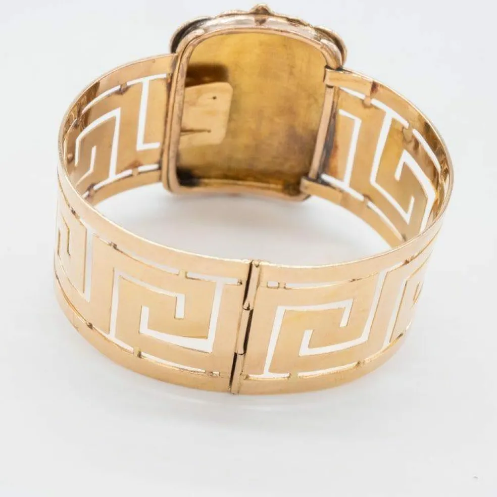 Bracelet manchette Hiéroglyphes émaillés Or jaune