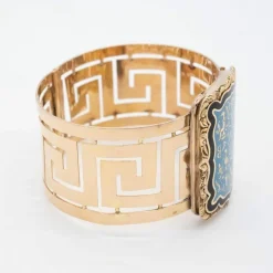 Bracelet manchette Hiéroglyphes émaillés Or jaune