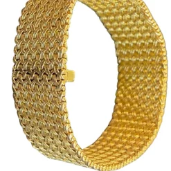Bracelet Manchette mailles tressées en or jaune 18 carats