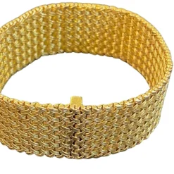 Bracelet Manchette mailles tressées en or jaune 18 carats