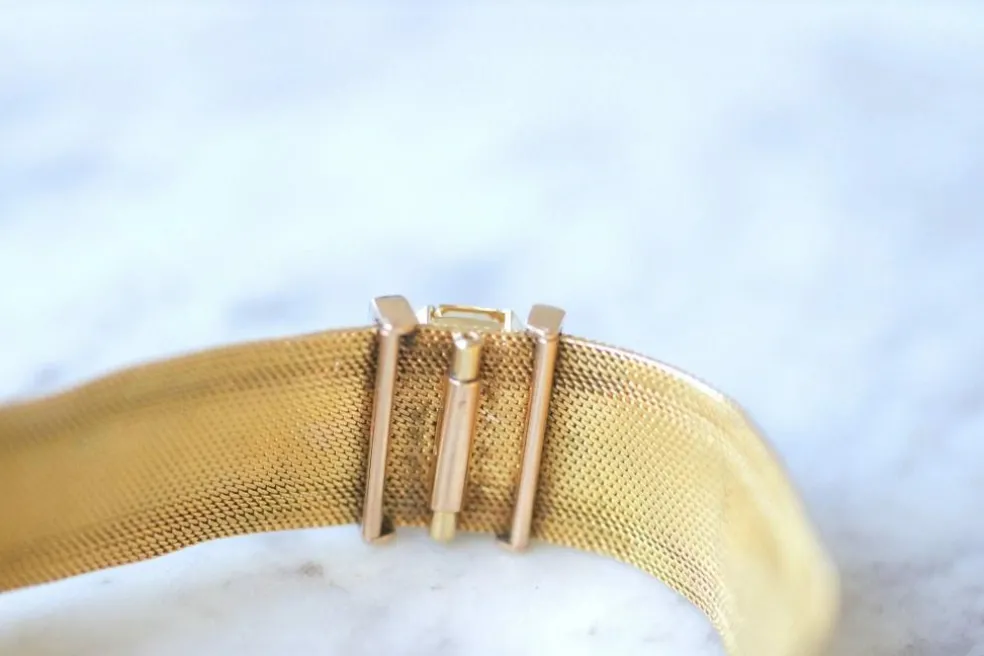 Bracelet manchette maille milanaise, diamants et citrine