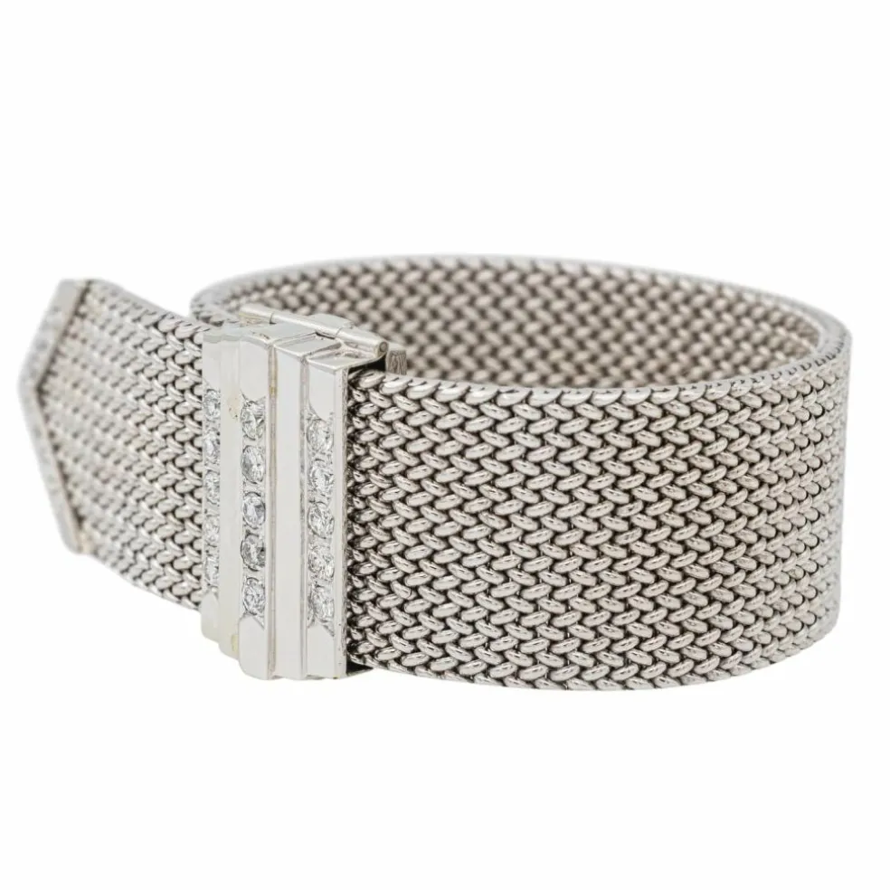 Bracelet Manchette Or blanc Diamant