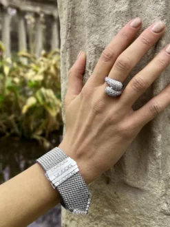 Bracelet Manchette Or blanc Diamant