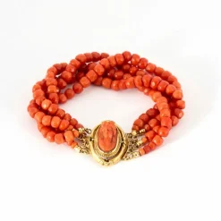 Bracelet manchette or et corail, époque Napoléon III